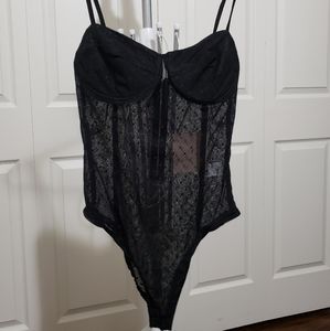 NWT Kittenish Audrey Black Lace Bodysuit